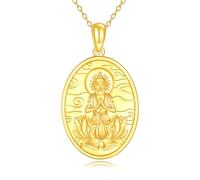 VONALA Collier avec pendentif Bouddha Guanyin plaqué or Amitabha Bouddah porte-bonheur Amulette de protection Bijou religieux pour homme et femme
