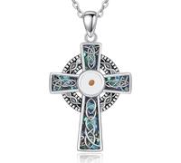 VONALA Collier avec pendentif en forme de croix de moutarde « Your Faith Can Move Mountain » en argent sterling avec pendentif en forme de main de Fatima et soleil et lune, 20, Argent sterling, Pas de