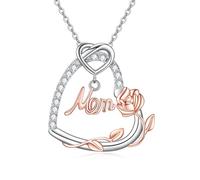 VONALA Collier avec pendentif en forme de cœur en argent sterling 925 pour maman et fille - Cadeau idéal pour Noël, fête des mères, anniversaire, 20, Argent sterling, Zircone cubique