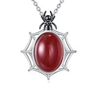 VONALA Collier en argent sterling 925 avec pendentif en forme d'araignée en agate rouge pour homme et femme