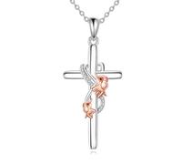 VONALA Collier en argent sterling 925 avec pendentif renard rouge et or rose pour femme