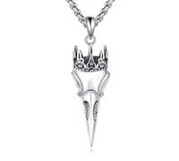 VONALA Collier en argent sterling 925 avec tête de mort de corbeau - Bijou viking gothique sorcière - Cadeau pour homme et femme