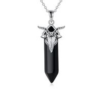 VONALA Collier en argent sterling avec pendentif en forme de chèvre en forme de colonne hexagonale noire pour femme
