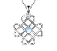 VONALA Collier nœud celtique en argent sterling 925 avec pendentif nœud d'amour infini et pierre de lune Jerwelry Cadeau pour femme anniversaire Noël
