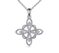 VONALA Collier nœud de sorcière en argent sterling 925 avec pendentif celtique avec pierre de naissance Wicca Bijoux cadeaux pour femmes et filles