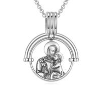 VONALA Collier St Joseph en argent sterling 925 pour homme et femme avec pendentif amulette chrétienne, bijou religieux, cadeau pour Noël ou anniversaire