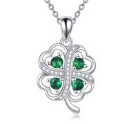 VONALA Collier trèfle à quatre feuilles pour femme en argent sterling 925 avec pendentif en forme de cœur infini - Bijoux de Saint-Valentin, d'anniversaire, d'amitié, cadeaux pour elle, petite amie