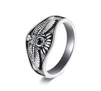 VONALA Eagle Bague en argent sterling pour homme avec oxyde de zirconium noir 8 tailles pour papa, cadeau d'anniversaire de mariage, pour lui