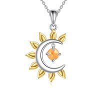 VONALA Pendentif soleil en argent sterling plaqué or - Bijoux en argent - Cadeau pour anniversaire, anniversaire de mariage pour elle