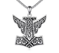 VONALA POPLYKE Collier avec pendentif en argent sterling pour homme et femme Motif foi/épée/serpent/graine de moutarde/loup/marteau de Thor/Viking/yeux du diable, Argent sterling, Pas de gemme
