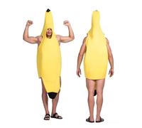 Vonavira Costume de banane pour adultes, costume de banane amusant, parfait pour Halloween, les fêtes et les costumes, costume de fruits léger et confortable pour homme et femme
