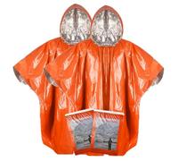 Vonctixe Poncho de pluie d'urgence épais avec doublure en Mylar, poncho thermique très résistant pour adulte, équipement de survie réutilisable, camping, randonnée, extérieur