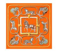 VONCYKI 130 cm Écharpe en soie pour femme avec impression tête de cheval Étoles Écharpes carrées foulards grands bandanas foulards Hijabs en soie pour femme, jaune, 130X130CM