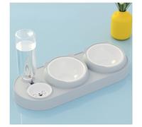VONCYKI Ensemble de gamelles 3 en 1 pour chat avec support, double gamelle avec abreuvoir pour animaux de compagnie, nourriture et eau pour chiens et chats de petite et moyenne taille (gris)