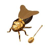 VONCYKI Little Bee Boîte à assaisonnement dorée grande tasse à sucre d'abeille domestique boîte d'assaisonnement de cuisine européenne avec cuillère pot de rangement haut de gamme