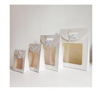 VONCYKI Lot de 10 sacs cadeaux noirs et blancs avec fenêtre transparente en papier kraft avec poignée pour bonbons, biscuits, gâteaux, sacs cadeaux pour l'Aïd Mubarak (10 pièces A 48,3 x 22,6 x 68,6