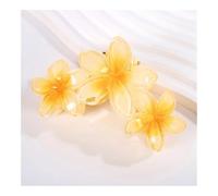 VONCYKI Lot de 2 épingles à cheveux en forme de requin de 11 cm - 3 fleurs de frangipanier - Couleur unie - Dégradé de couleur unie - Pour femme (T-jaune)