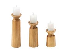 VONCYKI Lot de 3 bougeoirs rétro en bois naturel pour mariage, festival, fête, décoration d'intérieur