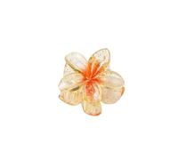 VONCYKI Lot de 3 petites pinces à cheveux en forme de fleur de 4 cm - Couleur bonbon - En acrylique - Antidérapantes - Pour queue de cheval - Pour filles (orange pailleté)