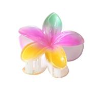 VONCYKI Lot de 4 épingles à cheveux en forme de fleur de plumeria en acrylique nacré - 8 cm - Pour femme (vert-rose-jaune)
