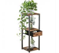 VonDream Support pour plantes d'intérieur à 3 niveaux, grand socle avec tiroir, support pour plantes d'intérieur multiples, table d'angle pour plantes d'intérieur, petite table d'appoint pour salon
