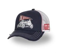 Vondutch Casquette trucker Crew Homme - Trucker - Filet Rigide - Bleu | Blanc | Rouge - Visière Arrondie Taille unique