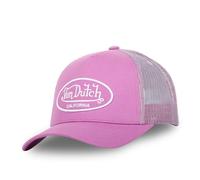 Vondutch Casquette trucker LOFb Homme - Trucker - Filet Rigide - Rose | Blanc - Visière Arrondie Taille unique