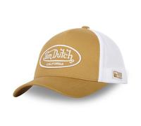 Vondutch Casquette trucker LOFb Homme - Trucker - Filet Souple - Blanc | Marron - Visière Arrondie Taille unique