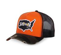 Vondutch Casquette trucker x Schott NYC Homme - Trucker - Filet Rigide - Orange | Noir | Marron | Vert - Visière Arrondie Taille unique