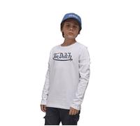 Vondutch - T-shirt Garcon Coton Aucun Kros, Régular, Col rond, Manches longues - Blanc (Pièce) 10 ans
