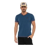 Vondutch - T-shirt Homme Polyester Aucun Mesh, Régular, Col V, Manches courtes - Bleu (Pièce) XXL