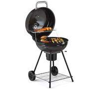 VonHaus Barbecue au Charbon 22.5" - Barbecue Portable avec Grille de Maintien au Chaud, Thermomètre, Étagère, Roues, Couvercle Verrouillable, Bac à Cendres et Grande Grille pour Viande et Légumes