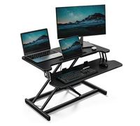 VonHaus Convertisseur de Bureau Debout, 80 x 40 cm, Noir | Poste de Travail Assis-Debout Réglable en Hauteur, avec Plateau pour Clavier, Support pour Tablette
