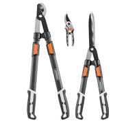 VonHaus Lot de 3 Cisailles de Jardin - Coupe-Branches, Taille-Haie, Sécateur - Poignées Télescopiques Extensibles - Prise Douce - Outils Légers
