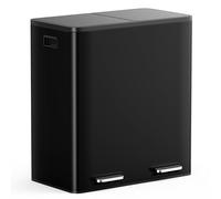 VonHaus Poubelle de Cuisine à Double Compartiment 60L, Noire
