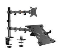 VonHaus Support Moniteur avec Plateau pour Ordinateur Portable - Bras pour Moniteur Et Ordinateur Portable, Hauteur Réglable, pour Écran de 13 à 32", Bras Pivotants, VESA 75 x 75 et 100 x 100 mm