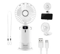 VonHaus Ventilateur Portable - Mini Ventilateur USB Léger, 5 Vitesses, Pliable à 90°, avec Sangle de 60 cm, Support de Téléphone - Pour Bureau, Maison, Voyages, Salon, Chambre