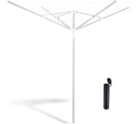Vonia Étendoir à Linge Extérieur Rotatif 4 Bras, Séchoir Parapluie 45 m Pliable avec Ancrage, Blanc