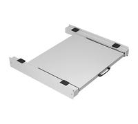 Vonia Kit de superposition lave-linge sèche-linge universel 60 cm, blanc | Support machine à laver avec plateau coulissant, charge 100 kg, patins antivibration et sangle, montage sans perçage