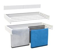 Vonia Séchoir à Linge Mural - Étendoir Mural Pliable 80x40 cm - Support de Séchage Gain de Place - Blanc