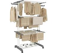 Vonia Séchoir à Linge Pliable 4 Niveaux - Étendoir Linge Intérieur Petit Espace de 12m | Tancarville Linge Solide XXL en Tour pour Vêtements et Serviettes, Intérieur et Extérieur, Blanc