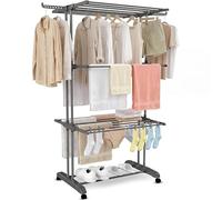 Vonia Séchoir à Linge Pliable à 4 Niveaux - Séchoir d'Intérieur et d'Extérieur de 12 m | 72 x 50 x 172 cm, Conception en Tour à 4 Niveaux pour Serviettes, Vêtements et Linge
