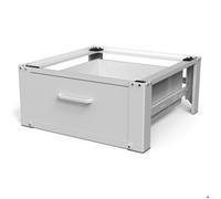Vonia Socle pour Machine à Laver avec Tiroir Coulissant - Support Standard pour Lave-Linge - Blanc