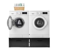 Vonia Support Surélevé pour Lave-Linge avec Tiroir Intégré - Double - Noir