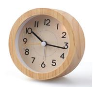 Voniobuy Réveil Matin sans Aiguilles, Silencieux sans tic-tac, en ABS léger & Recyclable à Motif de Bois, Veilleuse Douce, Idéal pour Les Enfants, Seniors et Le Voyage.