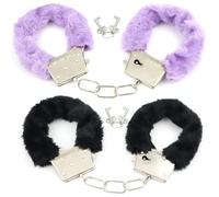 VONJUMA 2 Paires Menottes En Peluche Avec 4 Clés Kit Menottes En Métal Accessoires De Costume Cosplay Pour Enfants Menottes Prop Adultes Pour Couple Soirée De Bal Cadeau De Saint-Valentin