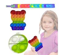 VONJUMA 3 Pièces Push and Pop Bubble Jeu Pop Arc-en-Ciel Push Bubble Sensory Fidget Toy Silicone Anti-Stress Jouets Pop De Educatifs Autisme Besoins Spéciaux pour La Concentration Et Le Calme