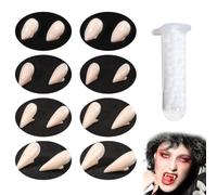 VONJUMA 8 Paires Dent De Vampire Fausses Dents Avec Colle Pour Cosplay Halloween Démon Sorcière 13/15/17/19Mm