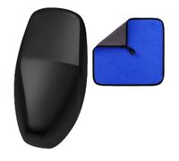 VONJUMA Housse de Selle Moto Universelle en PVC Noir avec Chiffon de Nettoyage en Polaire Bleu - Couvre-Selle Imperméable, Anti-Rayures et Antidérapant pour Toutes Motos et Scooters