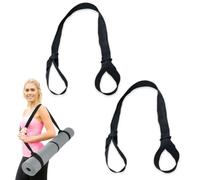 VONJUMA Lot de 2 Sangles Yoga Noires, Sangle Réglable pour Tapis de Yoga, Utilisable pour Étirements et Échauffement, Boucle Ajustable pour Transport et Rangement